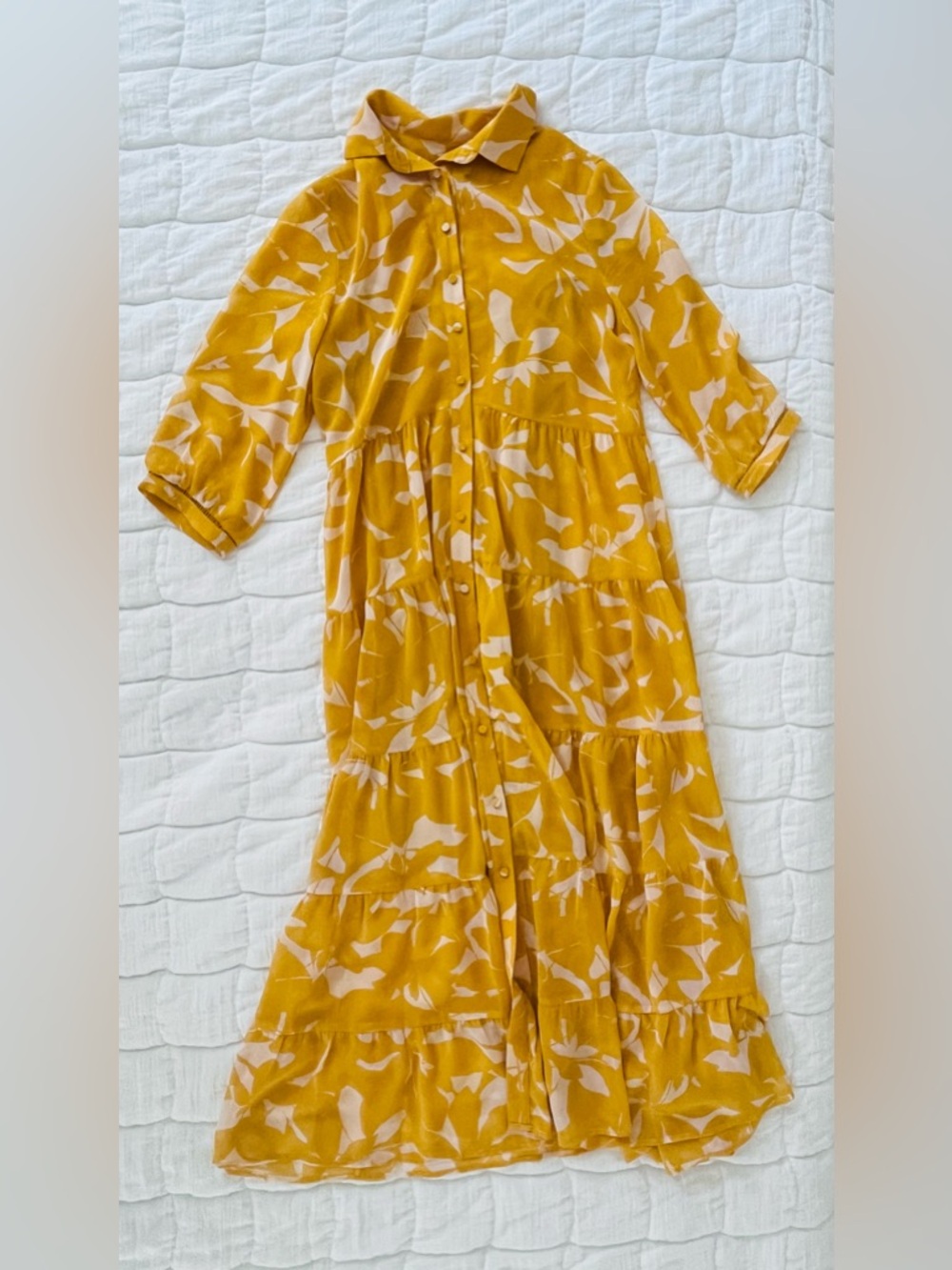 Yellow Floral Maxi Shirt Dress